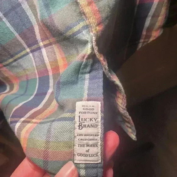 Vintage Lucky brand classic fit pear snap button down 100% cotton size small - Picture 5 of 10